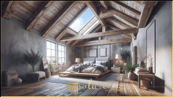 Decorație rustică modernă pentru dormitor, îmbogățită cu eleganța grinzilor și grinzilor din lemn și poliuretan Decorul rustic, care este un stil atemporal, are potențialul de a crea un dormitor la care visează fiecare proprietar de case atunci când este îmb