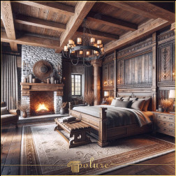 Arta de a cazare îmbogățită cu grinzi de poliuretan cu farmec rustic Dormitorul din imagine creează un mediu atrăgător, îmbinând căldura și naturalețea decorului rustic cu confortul contemporan Grinzile de poliu