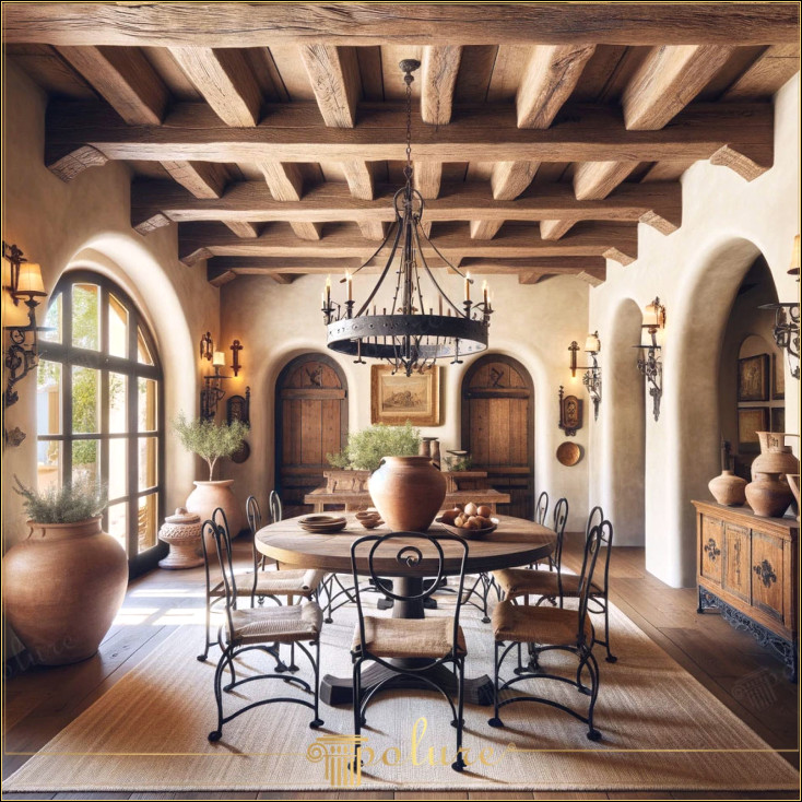 Decor rustic pentru sufragerie cu bușteni din poliuretan aspect lemn Buștenii din poliuretan cu aspect de lemn oferă o modalitate perfectă de a adăuga căldură și naturalețe la decorarea sufrageriei dumneavoastră rustice Durabilitatea materialului din poliuretan face ca aplicarea buștenilor cu aspect de lemn să fie practică și utilă în decorarea rustică a sufrageriei. Acest design preferat nu numai că oferă un caracter unic casei dvs., dar, de asemenea, îmbină cu pricepere elementele din poliuretan cu aspect de lemn o optiune ideala pentru a transforma atmosfera sufrageriei tale si a adauga o nota unica interiorului tau. Aceste detalii speciale de design, la fel ca detaliile din lemn natural, fac ca spatiul tau de locuit sa fie cald, prietenos si primitor