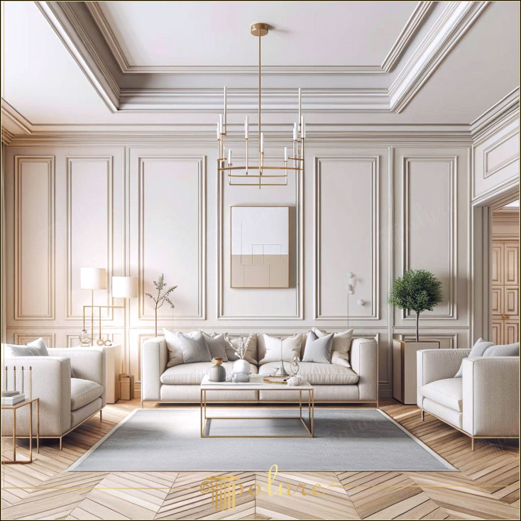 Armonie și simplitate: Atingerea subtilă a peretelui și a tavanului în camera de zi Livingul este una dintre cele mai importante zone care reflectă spiritul unei case, iar livingul din această poză arată un exemplu perfect al modului în care utilizarea mulurilor de perete și tavan poate îmbina decorul simplu cu eleganța în acest loc în care lumina culorile domină, manopera fină a mulurilor este amestecată cu mobilierul modern și detaliile sofisticate, creând o eleganță liniștită a mulării de tavan ies în evidență prin simplitatea lor, adaugă frumusețe structurală și profunzime dând un cadru designului general al camerei. Liniile elegante ale șipcilor oferă spațiului o atmosferă sofisticată în armonie cu mobilierul și cu Textura Armonie Paleta de culori neutre face ca camera sa se simta luminoasa si spatioasa Tonurile de crem si alb ale sipcilor de perete si tavan maximizeaza lumina naturala a incaperii, creand un mediu cald si primitor Texturile moi ale mobilierului si tonurile calde podeaua din lemn completează acest mediu liniștit și oferă o bogăție vizuală Iluminat și selecție de accesorii Candelabru minimalist și lămpile laterale stilate subliniază stilul modern al acestei camere de zi, oferind un iluminat funcțional și estetic adăugați o notă naturală Fiecare dintre aceste elemente susține abordarea de design calmă și sofisticată a camerei. armonie pentru a crea un spațiu de locuit modern și confortabil Vă puteți inspira din aceste elemente atunci când vă proiectați propriul living și folosiți muluri de perete și tavan pentru a adăuga simplitate și eleganță spațiului dvs.