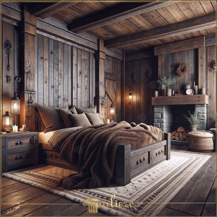 Design rustic de dormitor cu grinzi din poliuretan, unde căldura se întâlnește cu lemnul În acest dormitor, farmecul rustic al grinzilor din poliuretan este folosit pentru a crea o atmosferă bogată și caldă Lămpile cu suspendare de pe noptieră și felinarele clasice de pe mesele laterale oferă o iluminare nostalgică a trecutului. Combină liniștea cu confortul modern. camera combină tradiția meșteșugului și nevoile vieții moderne.