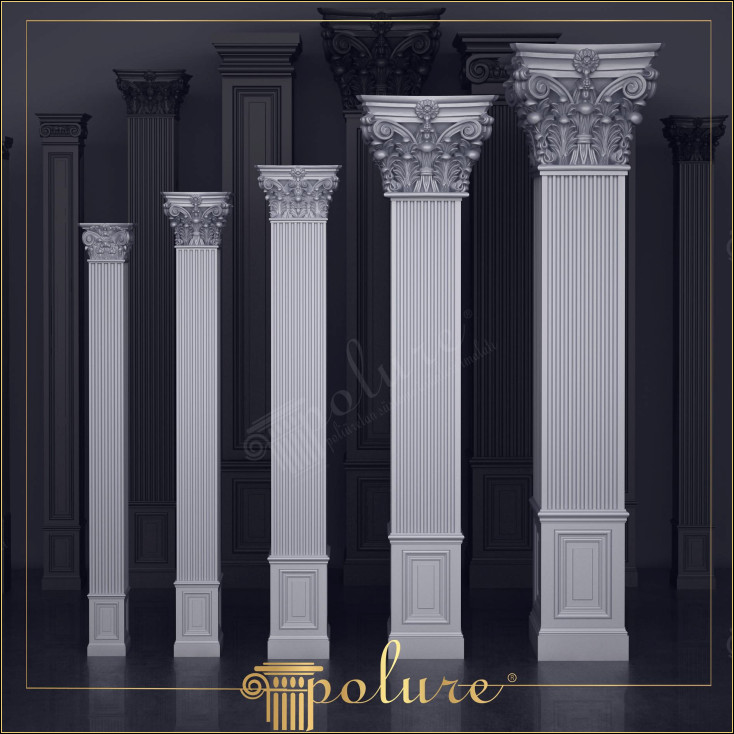 Arhitectura coloanei din ipsos Capul corintian Coloane canelate Coloanele din ipsos sunt coloane care sunt parțial încastrate într-un perete, cunoscute și ca semi-coloane în arhitectură. Spre deosebire de coloanele complet independente, coloanele de ipsos sunt utilizate în general în scopuri decorative, mai degrabă decât pentru a oferi suport structural. Acestea par a fi integrate în suprafața peretelui și adaugă o notă clasică fațadelor și interioarelor clădirii sau galeriilor cu stâlpi.