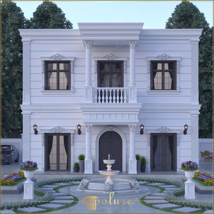 Atingeri estetice cu modele de coloane și stâlpi din poliuretan în decorarea exterioară neoclasică Arhitectura neoclasică combină eleganța trecutului cu tehnologiile moderne de construcție, oferind un aspect prestigios și atrăgător în designul exterior. În special coloanele din poliuretan, capitelurile de coloană corintică, detaliile stâlpilor, mulurile de streașină și acoperirile de panouri din poliuretan sunt printre elementele importante care cresc valoarea estetică a clădirilor. Coloanele din poliuretan sunt frecvent preferate în aplicațiile exterioare datorită structurii lor ușoare și durabilității. Acest material de înaltă rezistență este unul dintre cele mai importante elemente decorative care completează măreția clădirilor în stil neoclasic. Coloanele din poliuretan, oferite în diferite dimensiuni și modele, sunt utilizate la intrarea în clădire și în suporturile de balcon, oferind un aspect simetric. Modelele de stâlp utilizate la ferestre, uși și linii de colț oferă un aspect elegant prin păstrarea integrității arhitecturale a clădirii. Molurile de streașină sunt profile decorative utilizate în partea inferioară a separațiilor acoperișului și podelei. Molurile de streasina, unul dintre elementele indispensabile ale stilului neoclasic, prezinta o pozitie puternica si nobila la exterior.