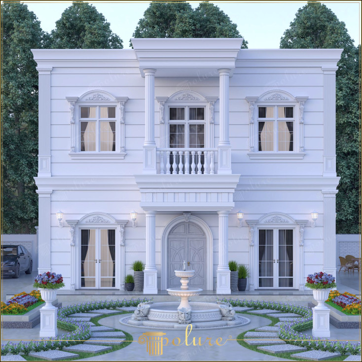 Estetică și eleganță cu capitel de coloană din poliuretan, turnare pentru stâlp și streașină în design neoclasic de vilă Proiectele de vile neoclasice oferă o estetică atemporală prin combinarea eleganței arhitecturii clasice cu structurile moderne. Coloanele din poliuretan folosite în acest stil se remarcă prin prelucrarea detaliată, titlurile coloanelor, modelele de stâlpi care completează tocurile ferestrelor și ușilor și mulurile de streașină care adaugă eleganță liniei acoperișului sunt elemente importante care întăresc identitatea arhitecturală a structurii. Materialele poliuretanice oferă atât avantaje estetice, cât și funcționale la exteriorul vilei datorită structurii lor ușoare și durabilității ridicate. Coloanele și titlurile folosite în special în terasele și balcoanele vilelor neoclasice creează un aspect spectaculos și prestigios. Aceste elemente decorative oferă profunzime vizuală structurii, asigură integritate arhitecturală și completează exteriorul cu o notă artistică.