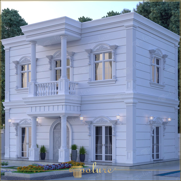 Estetică și eleganță cu capitel de coloană din poliuretan, turnare pentru stâlp și streașină în design neoclasic de vilă Proiectele de vile neoclasice oferă o estetică atemporală prin combinarea eleganței arhitecturii clasice cu structurile moderne. Coloanele din poliuretan folosite în acest stil se remarcă prin prelucrarea detaliată, titlurile coloanelor, modelele de stâlpi care completează tocurile ferestrelor și ușilor și mulurile de streașină care adaugă eleganță liniei acoperișului sunt elemente importante care întăresc identitatea arhitecturală a structurii. Materialele poliuretanice oferă atât avantaje estetice, cât și funcționale la exteriorul vilei datorită structurii lor ușoare și durabilității ridicate. Coloanele și titlurile folosite în special în terasele și balcoanele vilelor neoclasice creează un aspect spectaculos și prestigios. Aceste elemente decorative oferă profunzime vizuală structurii, asigură integritate arhitecturală și completează exteriorul cu o notă artistică.