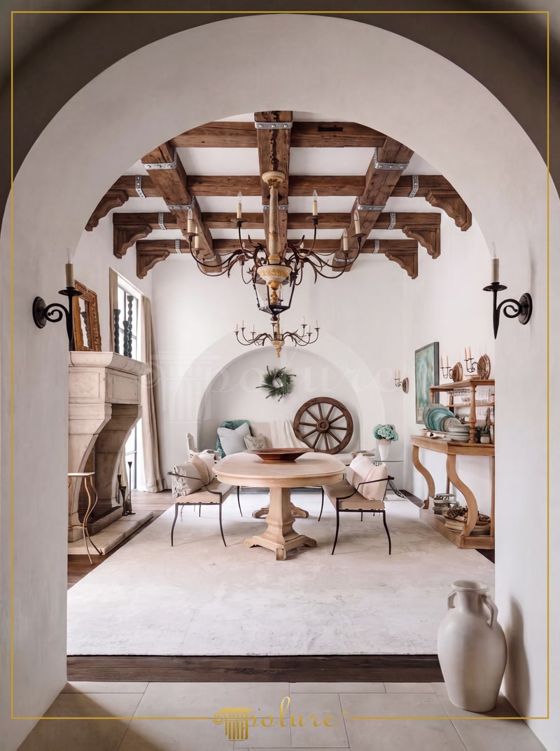 Grinzi Poliuretan Decorative Stil Rustic pentru Tavan Grinzile decorative din poliuretan de înaltă densitate reprezintă soluția tehnică optimă pentru simularea structurilor din lemn masiv pe plafoane rezidențiale fără a supraîncărca structura de rezistență a clădirii. Profilele poliuretanice din gama P1981A, P1981B și P1981C oferă o densitate medie calibrată la 150-220 kg/m³ (țintă ~160 kg/m³), asigurând o stabilitate dimensională excelentă și o rezistență ridicată la șocuri mecanice în comparație cu esențele de lemn natural. Datorită structurii polimerice cu celule închise, rata de absorbție a apei este sub 1%, ceea ce elimină complet riscul de deformare, rotunjire sau mucegăire în timp, prevenind totodată apariția fisurilor cauzate de fluctuațiile sezoniere de umiditate din încăpere.

Metodologia de instalare a grinzilor poliuretanice pe tavan implică o planificare riguroasă a axelor de aliniere și utilizarea adezivilor de contact pe bază de poliuretan, combinați cu mijloace de fixare mecanică secundară. Elementele precum P1981A și P1981B sunt concepute cu un profil interior cav, permițând ancorarea directă pe șipci de ghidaj din lemn tăiate la dimensiune și fixate în beton sau gips-carton cu dibluri expandabile. Rosturile de îmbinare dintre căpriori și grinzile transversale P1981C se etanșează cu un mastic poliuretanic sau acrilic elastomeric, iar la final pot fi acoperite cu benzi decorative ce simulează bridele din fier forjat, asigurând un aspect vizual unitar și o rezistență structurală optimă.

Din punct de vedere al comportamentului materialului, elementele din poliuretan prezintă avantaje majore legate de greutatea redusă, având doar 1.5 până la 3.2 kg per metru liniar, ceea ce simplifică considerabil manipularea pe șantier și reduce efortul fizic la montajul deasupra capului. Poliuretanul rigid își păstrează proprietățile fizico-mecanice într-un interval extrem de vast de temperaturi, cuprins între -100 °C / +80 °C, fiind perfect compatibil cu spațiile dotate cu șeminee sau surse directe de căldură. Suprafața pre-amorsată din fabrică permite aplicarea directă a lazurilor acrilice, a vopselelor pe bază de apă sau a tehnicilor de patinare pentru a obține o textură de lemn vechi cu granulație profundă.

Integrate într-un proiect de amenajare rustică, profilele P1981A, P1981B și P1981C oferă antreprenorilor și echipelor de finisaje o eficiență sporită, reducând timpul total de execuție a plafonului cu peste 50% în comparație cu dulgheria clasică. Spațiul gol din interiorul profilului oferă un canal tehnic generos pentru trecerea cablurilor electrice, alimentarea avansată a sistemelor de iluminat sau integrarea discretă a canalelor de climatizare. Astfel, prin combinarea inteligentă a grinzilor din poliuretan cu plafoane tencuite și arcade decorative, se obține un ansamblu arhitectural durabil, ușor de întreținut și conform cu standardele moderne de siguranță.