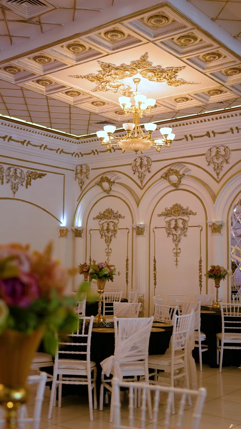 Candelabru central încadrat de casete și medalioane decorative
