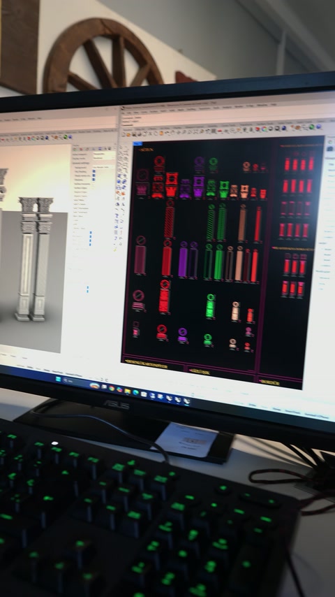 Variantă de coloană analizată pe ecran în programul de proiectare