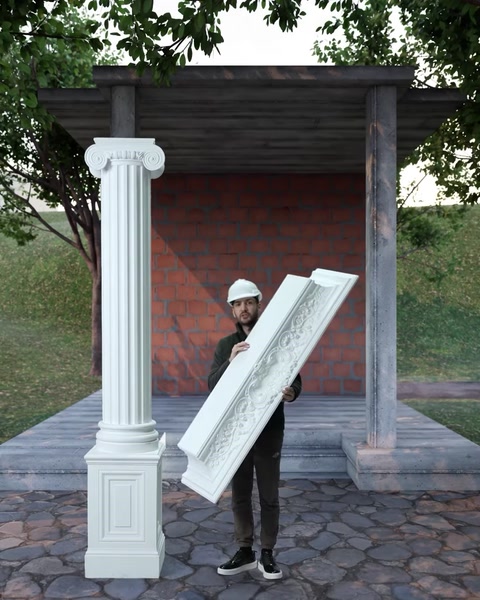 Panoul decorativ superior este adus lângă coloana deja montată.