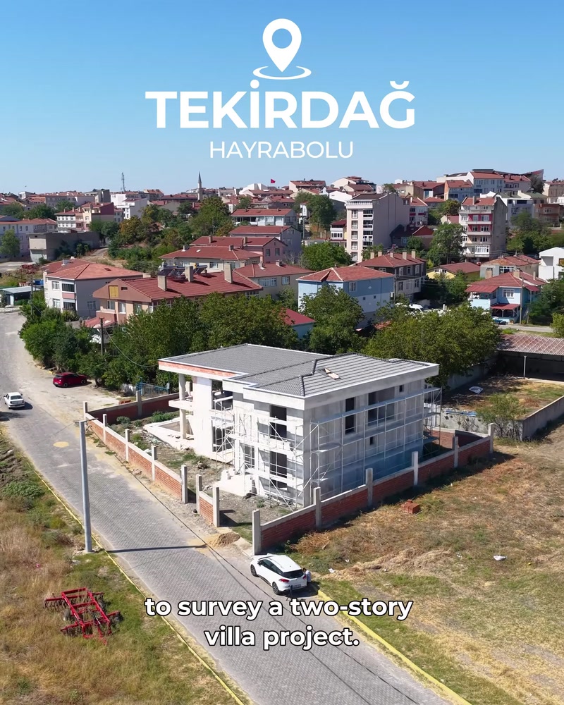 Vedere aeriană a vilei cu două niveluri din Tekirdağ înainte de scanare