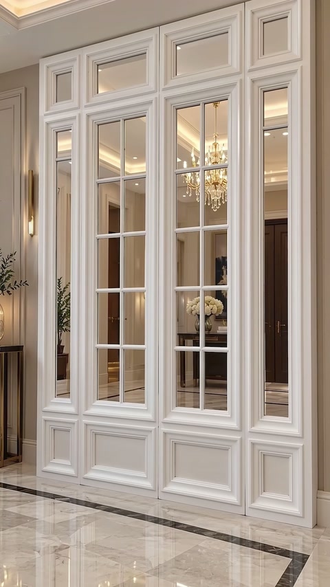 Compoziția finală imită ferestre clasice într-un interior elegant