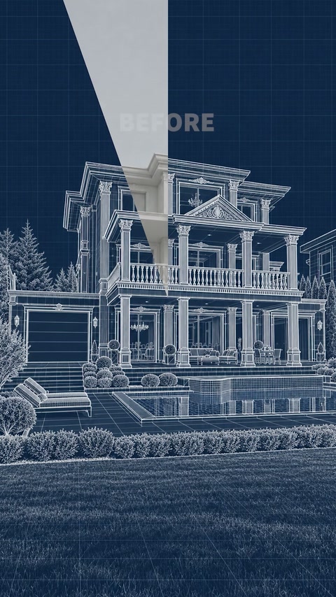 Proiect de vilă clasică cu coloane și balustrade decorative