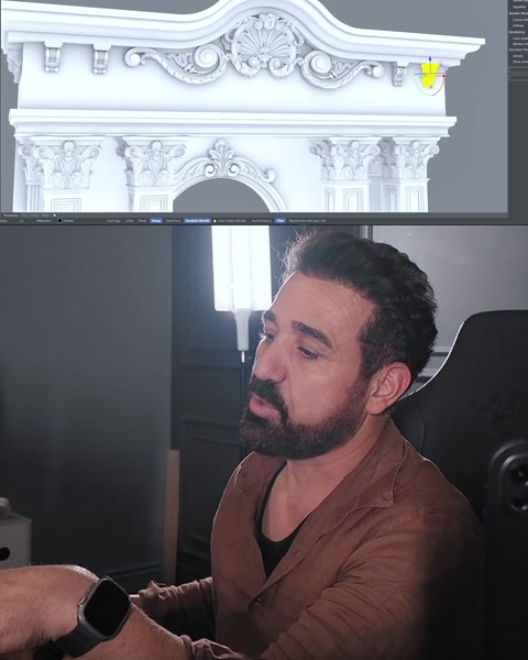 Consolele de la capetele frontonului, marcate în desenul portalului