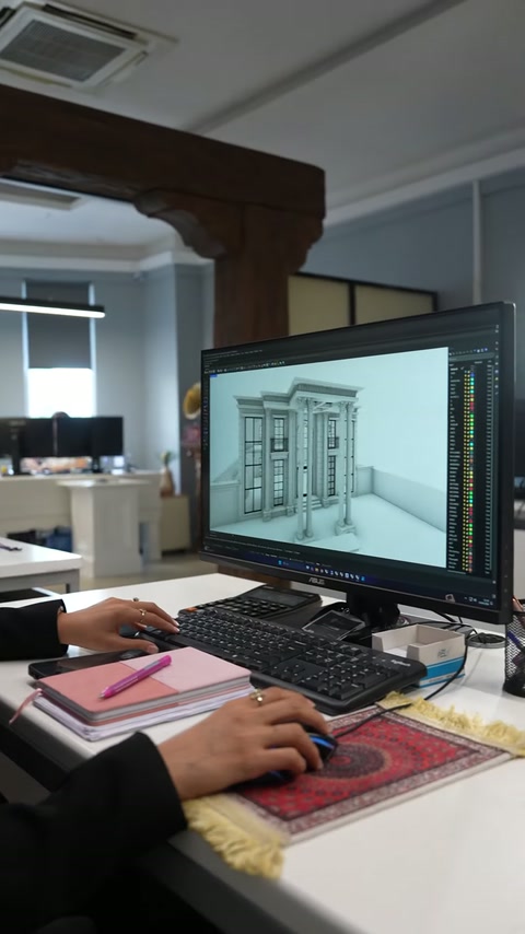 Vizualizare digitală a ornamentelor arhitecturale pentru o clădire elegantă