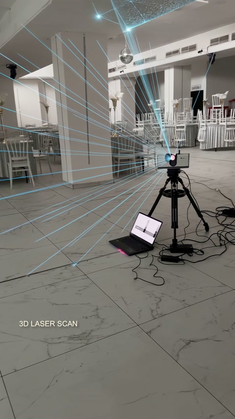 Scanarea laser marchează suprafețele și elementele arhitecturale existente